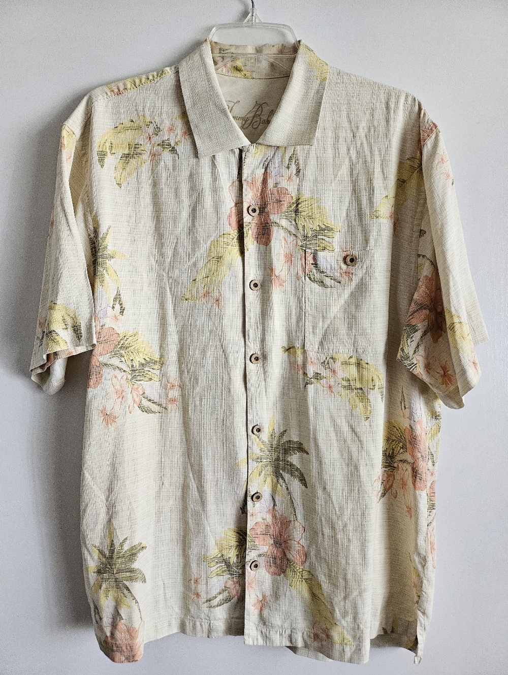 Tommy Bahama Yellow Hawaiian Short Sleeve Button-down Shirt For Men Size Large